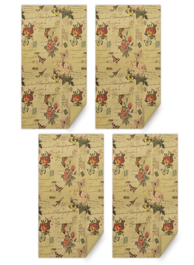 Boerni Retro Pink Roses Blossom Branches and Butterflies With Script Writing On Tan Wrapping Paper 28"(W) x20"(L) per sheet (6 sheets: 23 sq. ft. ttl.) for Birthday Weddings Valentines Bridal Shower - Image 3